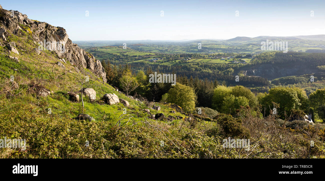 Northern Ireland, Co Armagh, Fathom, Flagstaff Viewpoint, elevated panoramic view to County Down and County Armagh Stock Photo