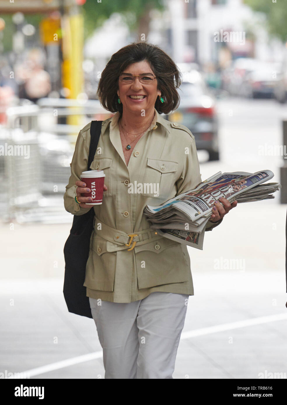 London, UK. 2nd June 2019. Christiane Amanpour arrives ahead of her appearance on the Andrew Marr Show. Credit: Thomas Bowles/ Alamy Live News Stock Photo