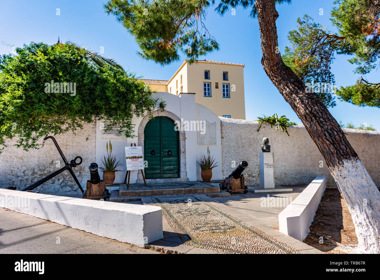 The house/museum of Laskarina Bouboulina heroine of the Greek war of independence in Spetses island, Greece Stock Photo
