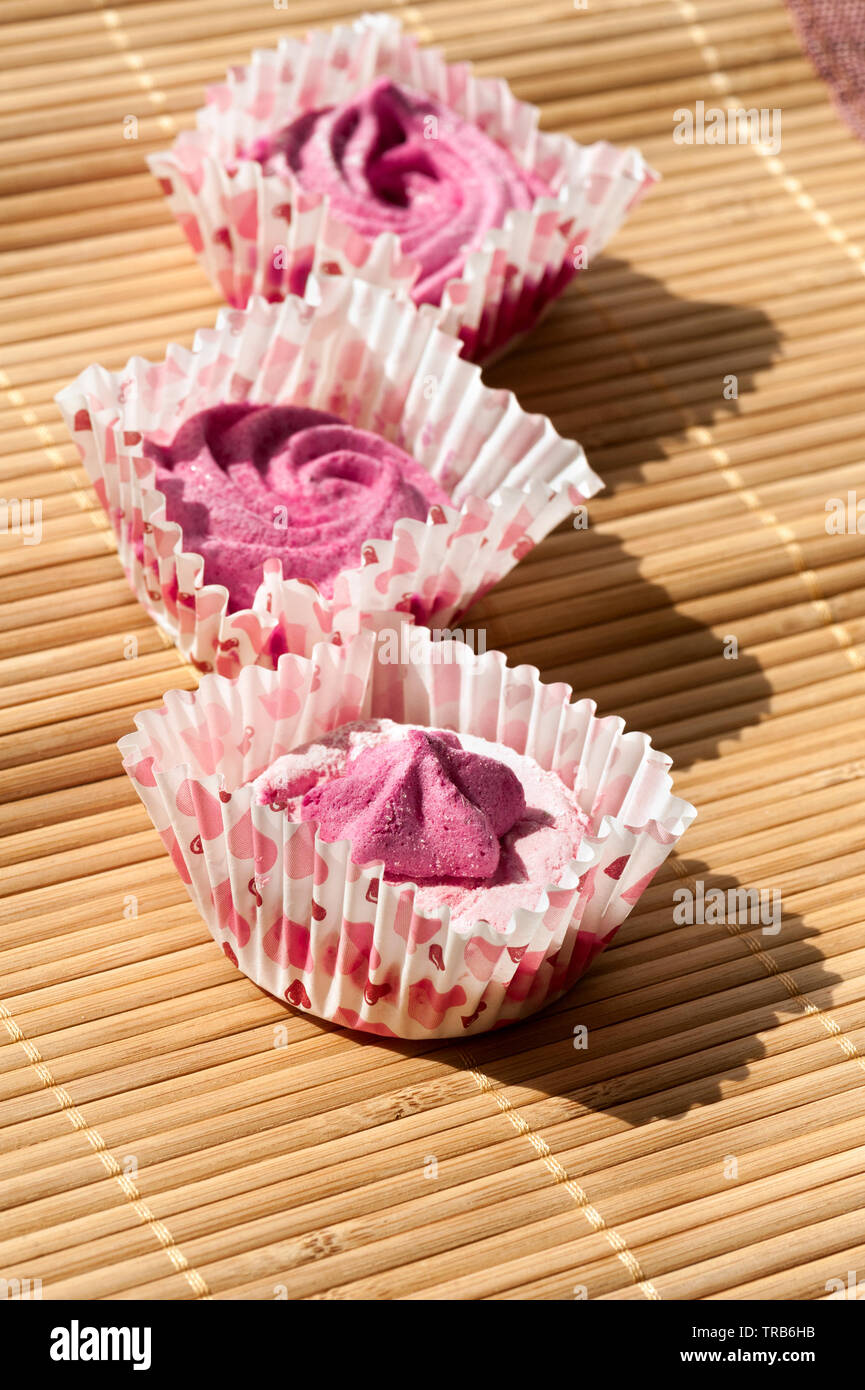 pink berry marshmallow on the table Stock Photo