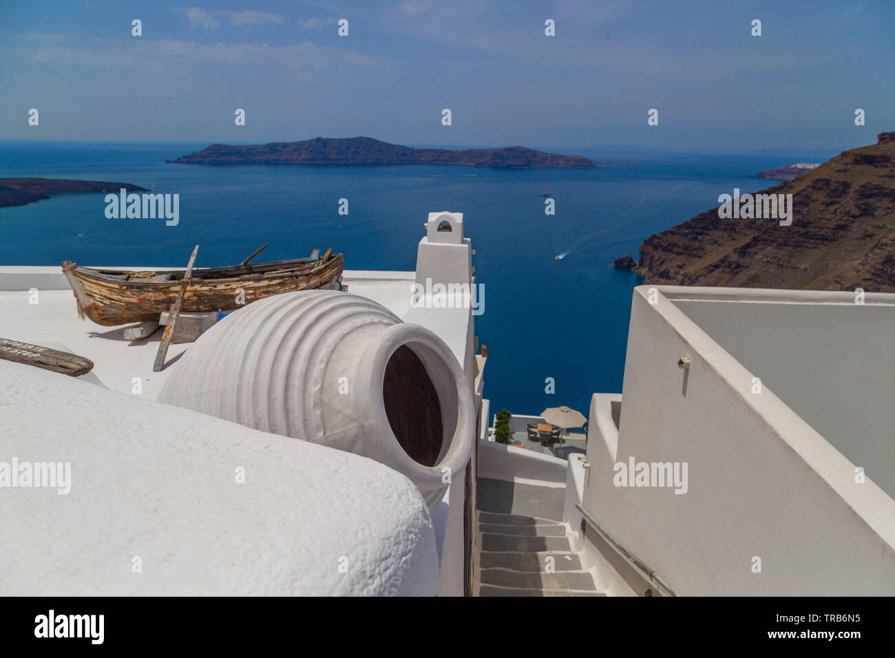 View of Firostefani town Santorini Greece Stock Photo