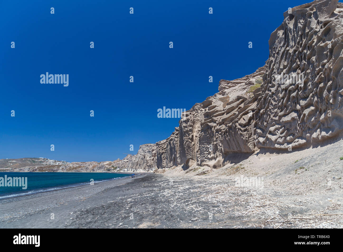 Volcanic beach at Santorini island Cyclades - Stock Image