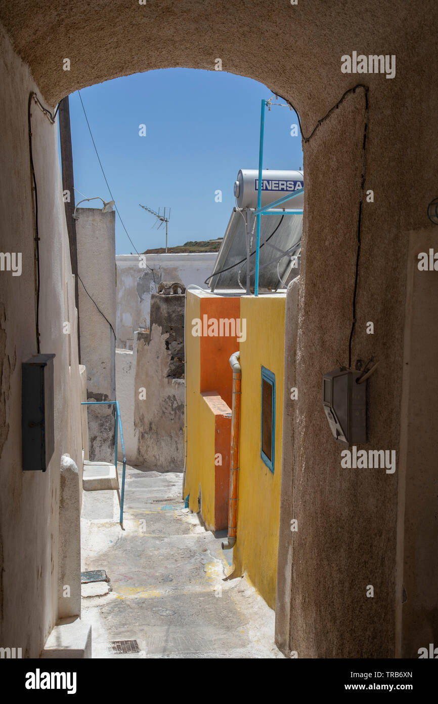 Santorini colorful Traditional Streets Stock Photo