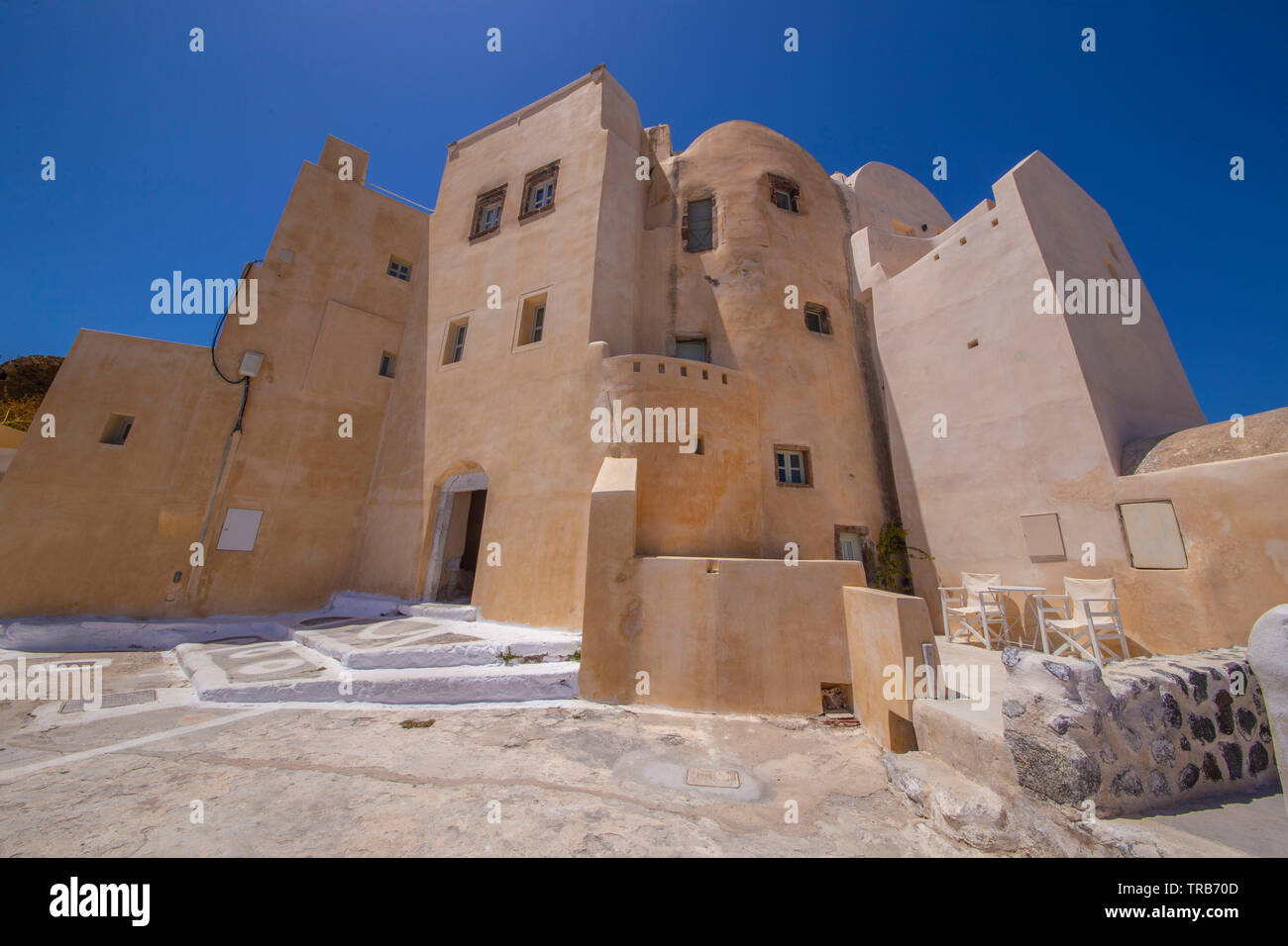 The forthress of Emporio Village Santorini Island Stock Photo