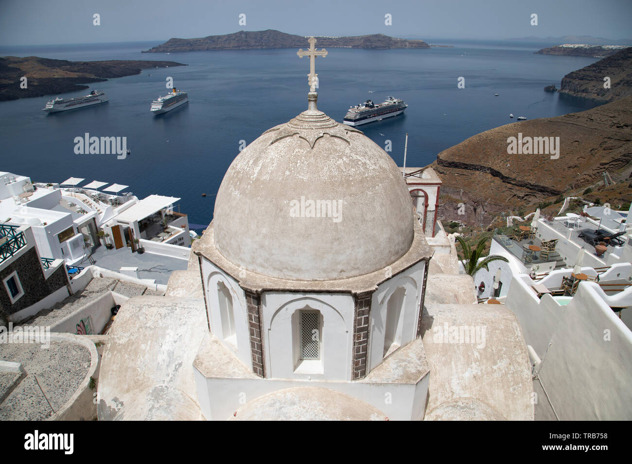 View of Fira town Santorini Greece Stock Photo