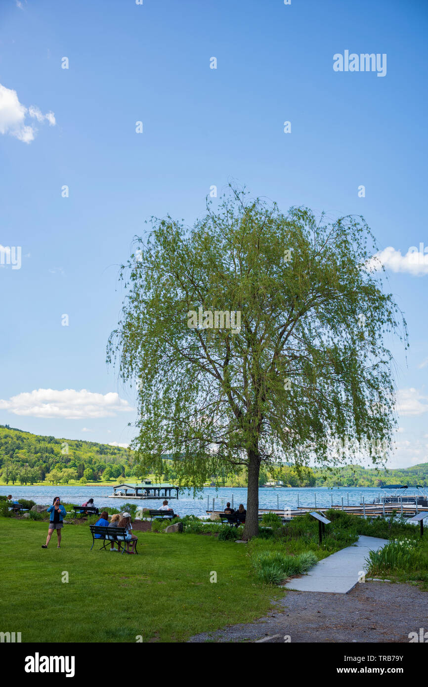 Lake Front Park and marina on Otsego Lake in Cooperstown, New York, USA