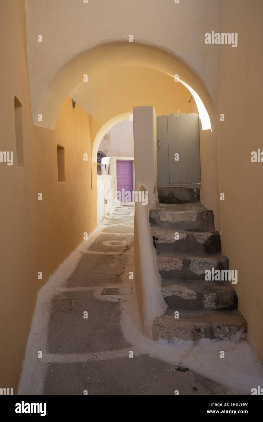 Santorini colorful Traditional Streets - Stock Image