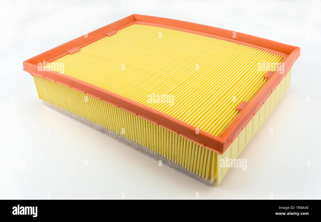 Rectangular air filter for the car, isolated on a white background with a clipping path Stock