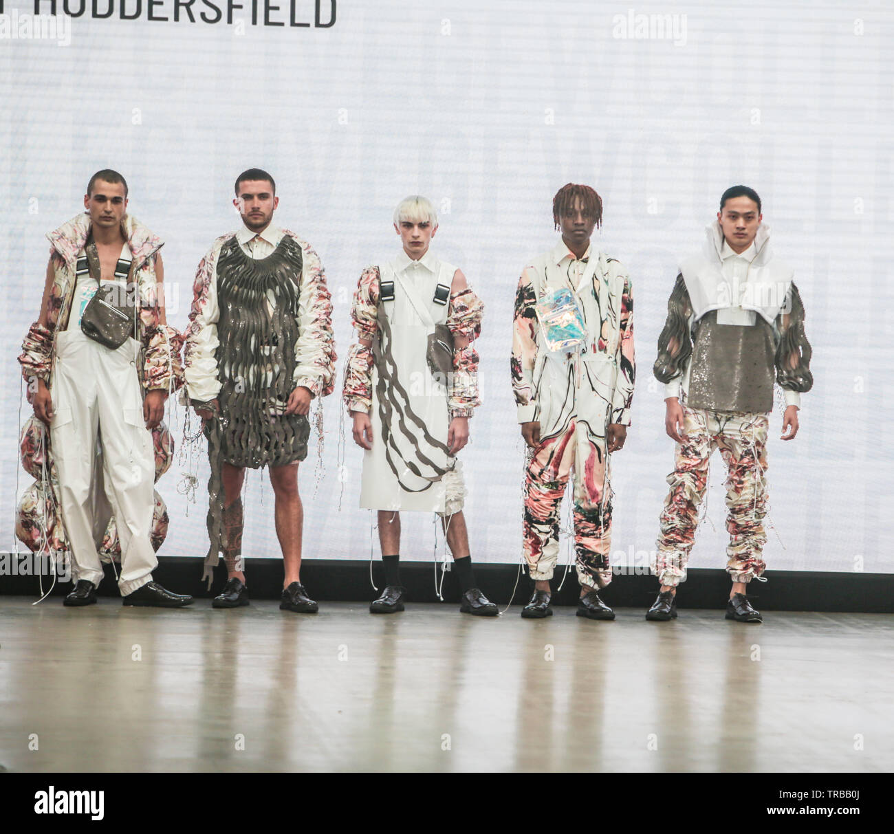 London, UK. 02nd June, 2019.  The Graduate Fashion Week Exhibition 2019 showcasing the  the best graduate fashion from around the country. Presenting 90  UK and International universities, alongside exciting and unique stands, food, bar, leading industry and VIP talks in the GFW Live talk space and much more. Credit: Paul Quezada-Neiman/Alamy Live News Stock Photo