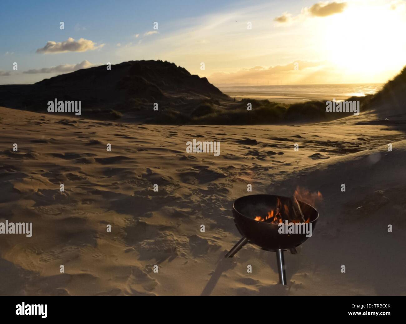Fire Pit On The Beach In The Evening Stock Photo 255333139 Alamy