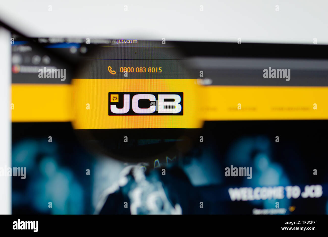 Kostanay, Kazakhstan, March 10, 2019,JCB is a British company, one of the world's largest manufacturers of heavy construction equipment. Stock Photo