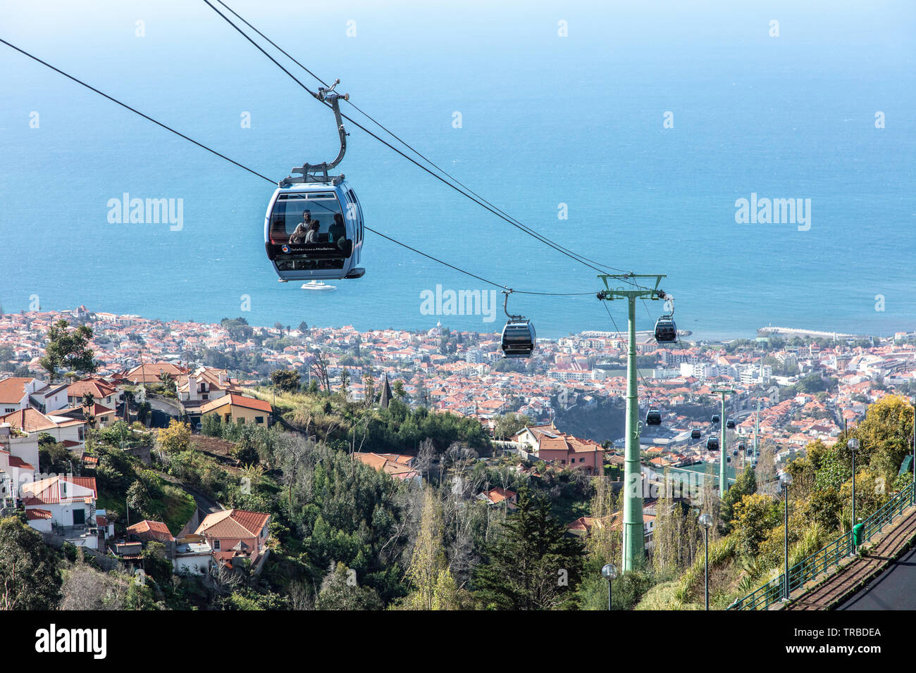 Cable cars above Funchal, Madeira Stock Photo Alamy