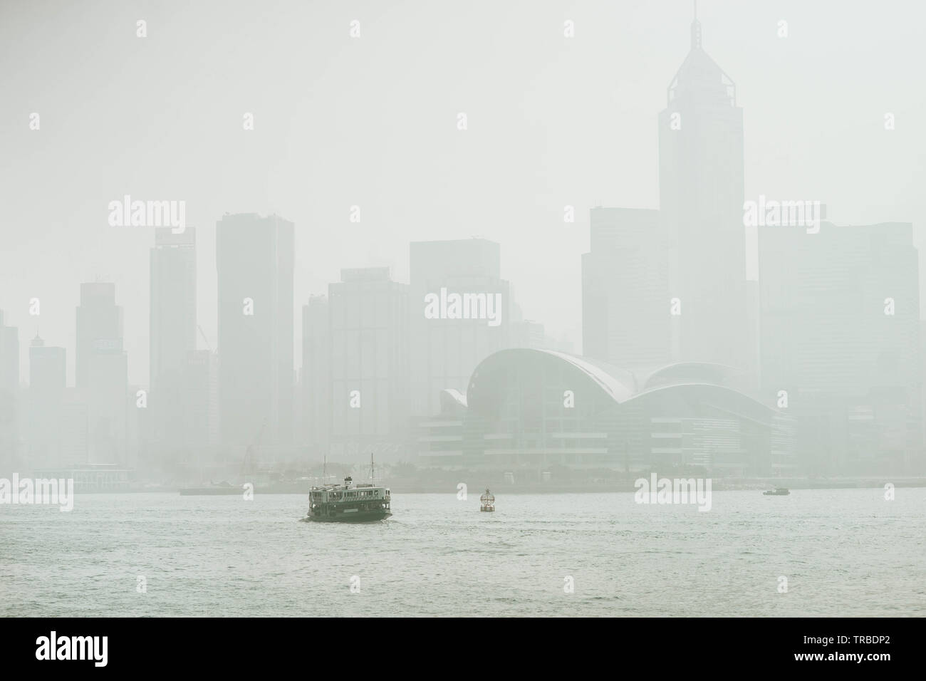 Starferry in hazy day of Victoria harbour of Hong Kong. Stock Photo