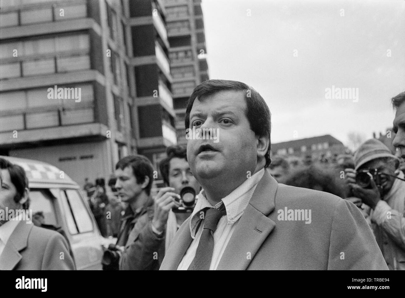 1980. A march by the National Front, a British Far Right Fascist Political Party, in Camberwell New Road, London, headed by its then leader Martin Webster, who is seen in the photo. Stock Photo