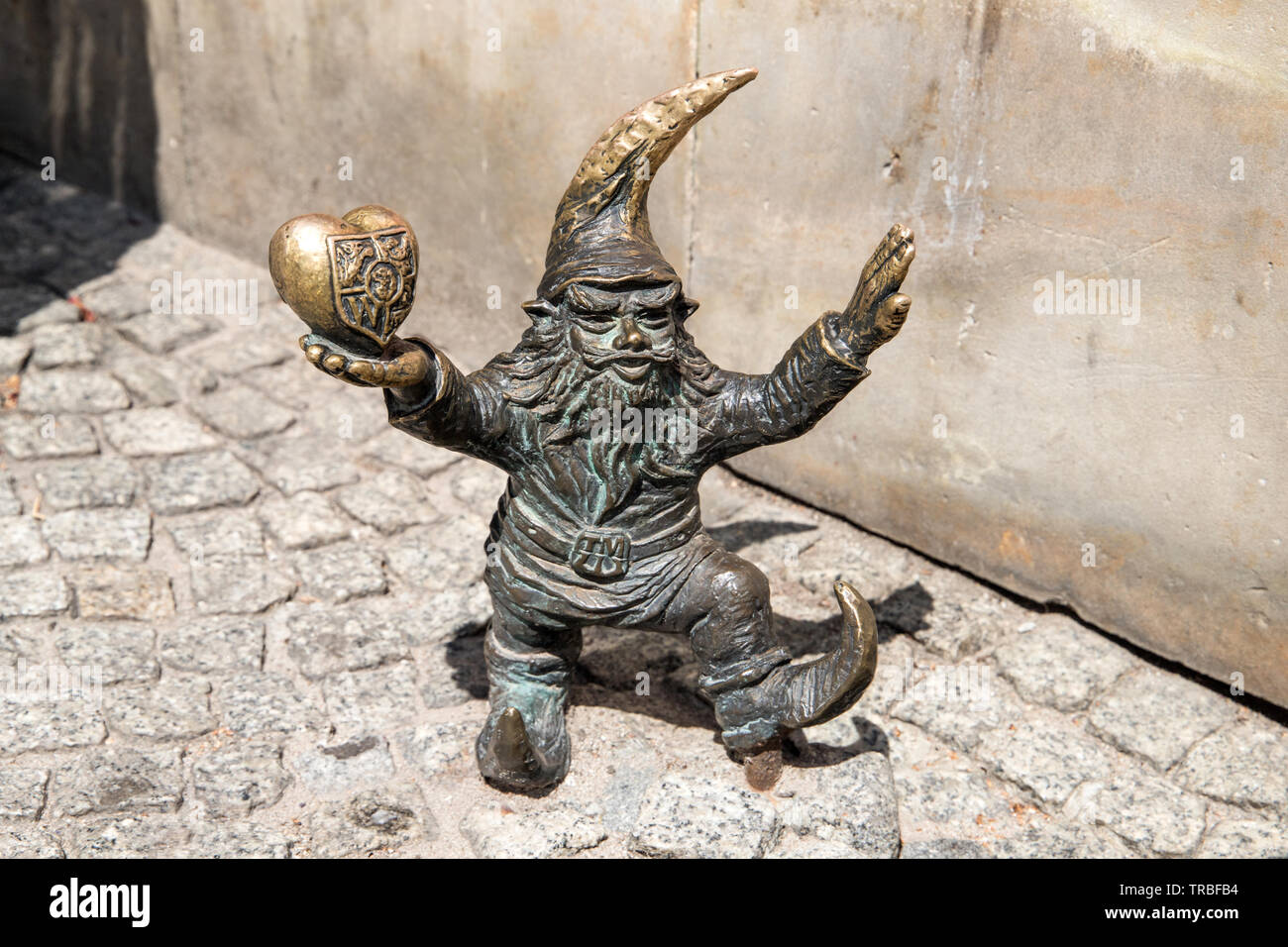 bronze dwarfs gnomes sculpture, symbol of Wroclaw city, Poland Stock