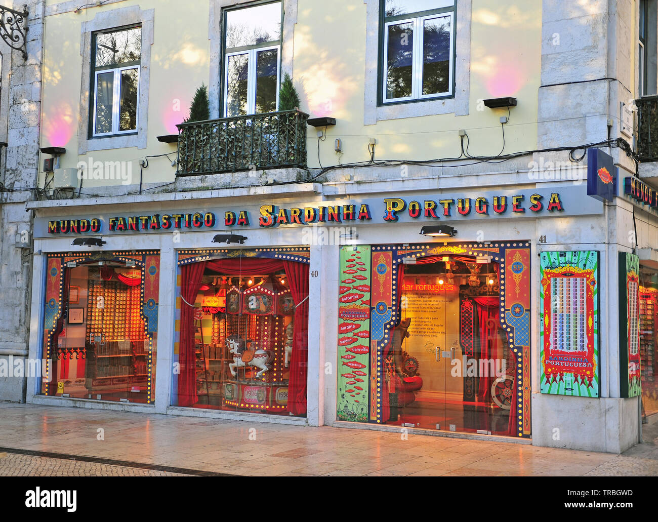 LISBON, PORTUGAL - FEBRUARY 14: Facade of Fantastic World of portuguese sardine store on February 14, 2019. Stock Photo
