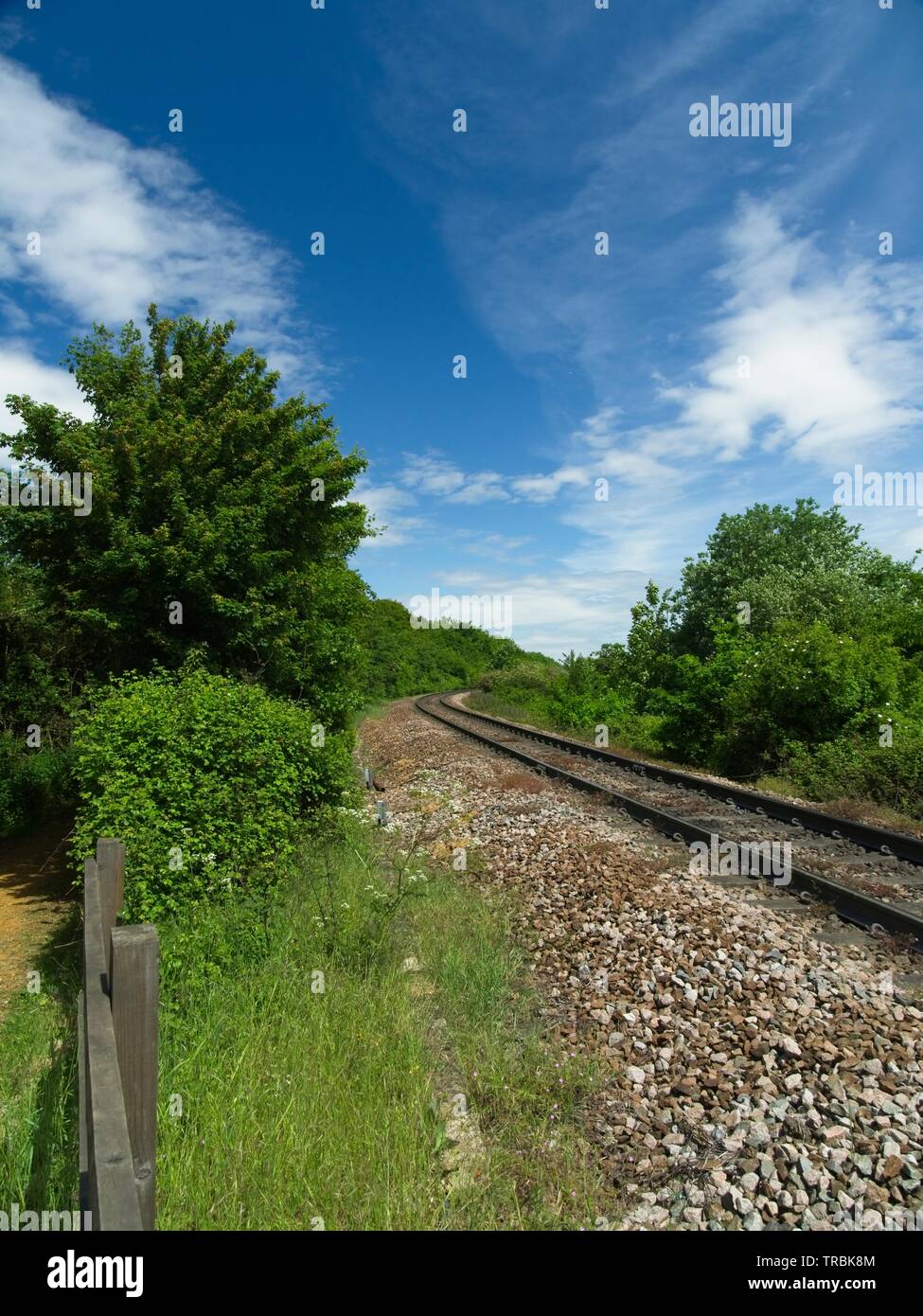 View of Felixstowe branch line away from the North Rail Terminal at the