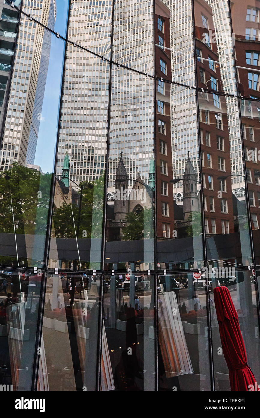 streets of Chicago, reflected architecture Stock Photo