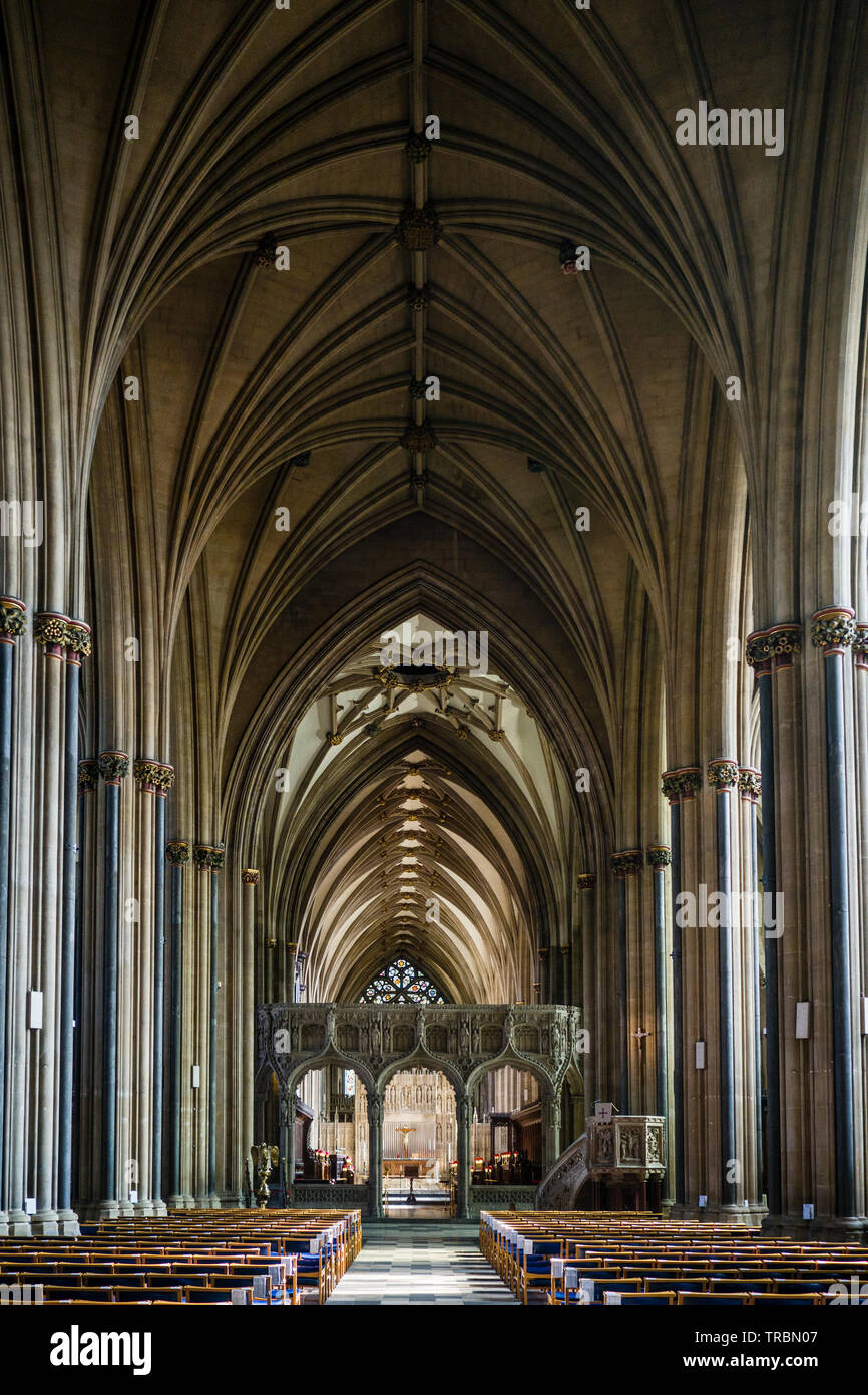 Inside The Nave Of Bristol Cathedral Looking Towards The Vaulted