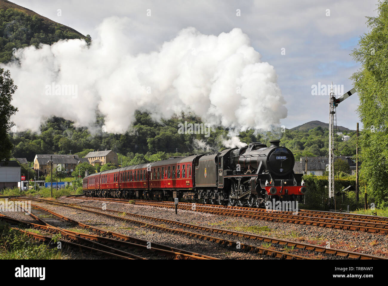 45407 heads away from Fort william with the jacobite service. Stock Photo
