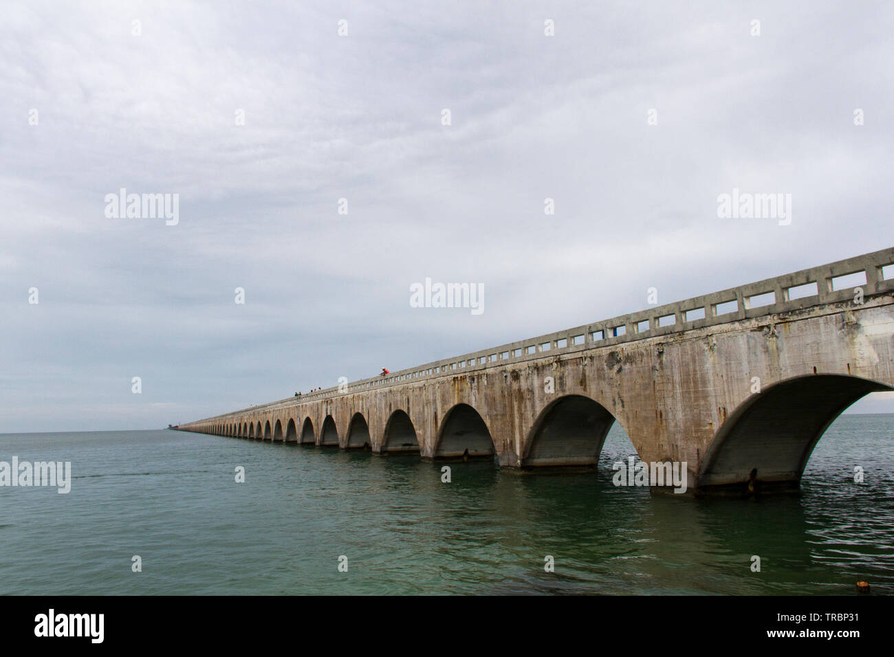 The Seven Mile Bridge is a famous bridge in the Florida Keys, United States, long that connects Knight's Key to Little Duck Keys Stock Photo