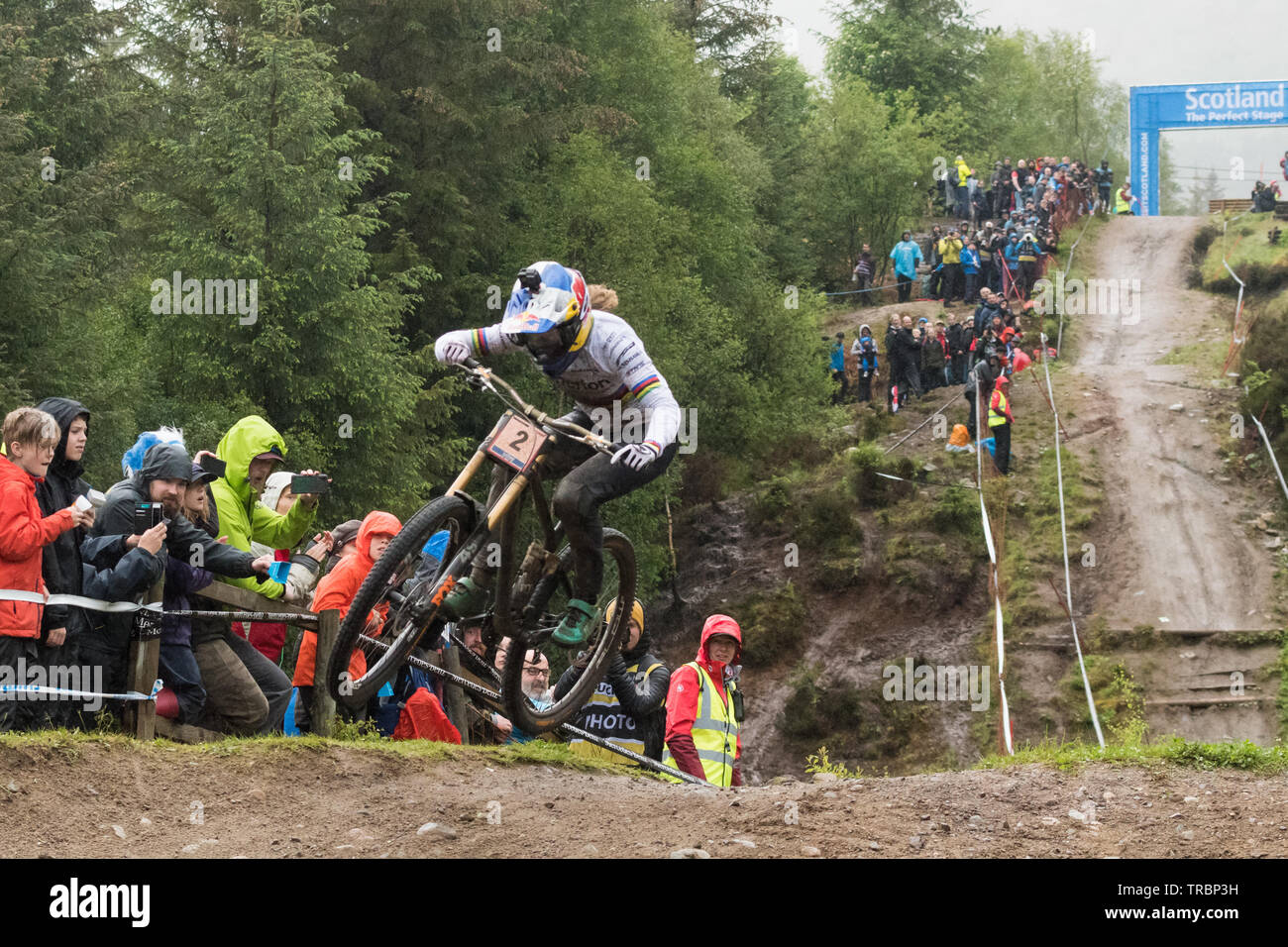 Fort William, Scotland, UK. 2nd June, 2019. UCI Mountain Bike World Cup - Rachel Atherton racing to victory in the Women's Elite Final Credit: Kay Roxby/Alamy Live News Stock Photo