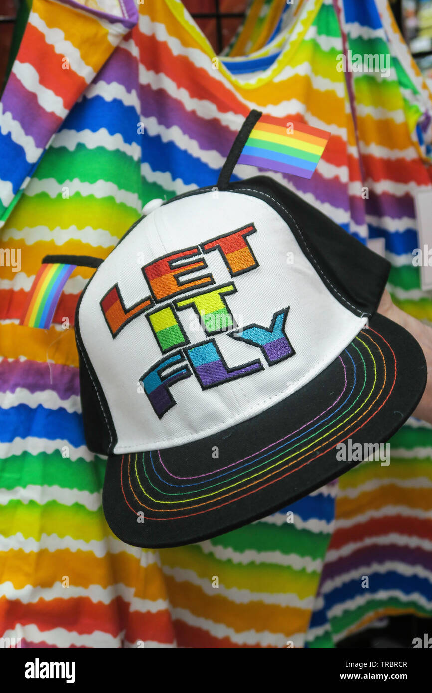 World Pride, LBGTQ Rainbow Items, Party City Store Interior, NYC Stock Photo