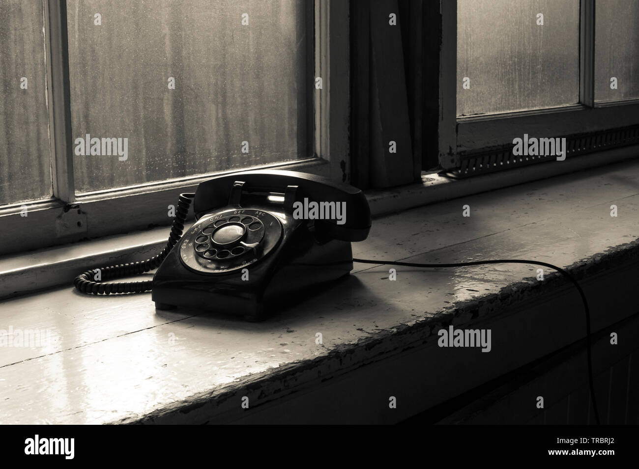 Interior of historic Steam Plant in south Seattle, GeorgeTown area, office with antique phone. Stock Photo