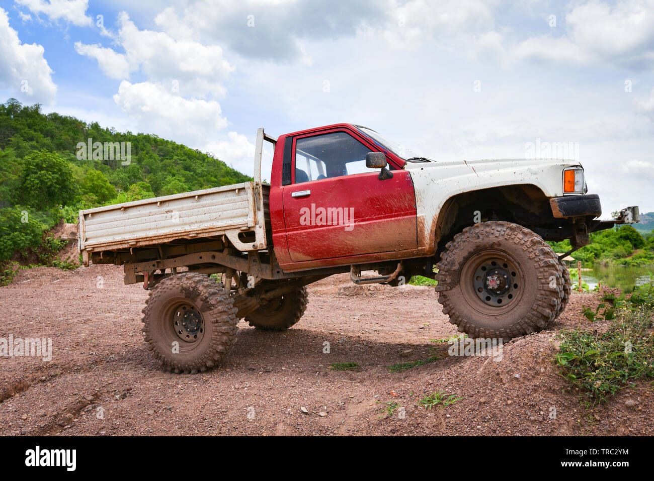 Car pickup truck 4X4 Offroad trekking travel in the countryside road dirt  Stock Photo - Alamy