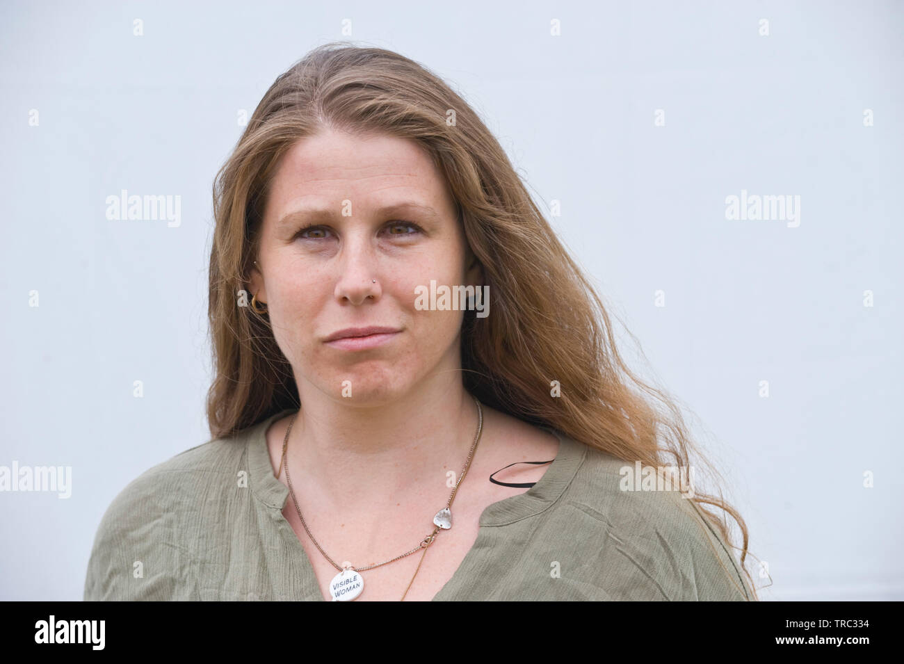 Caroline Criado-Perez OBE, Brazilian born, British feminist activist and journalist pictured at Hay Festival Hay on Wye Powys Wales UK Stock Photo