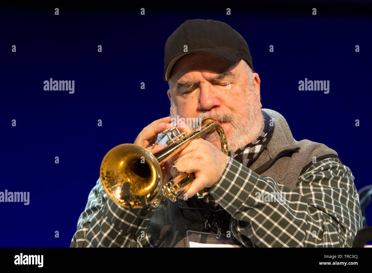 American trumpeter Randy Brecker at 2019 Torino Jazz Festival Stock Photo