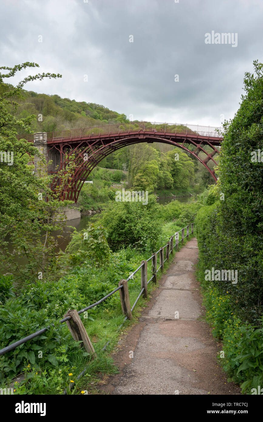 Famous Iron Bridge in the town of Ironbridge, Shropshire, England