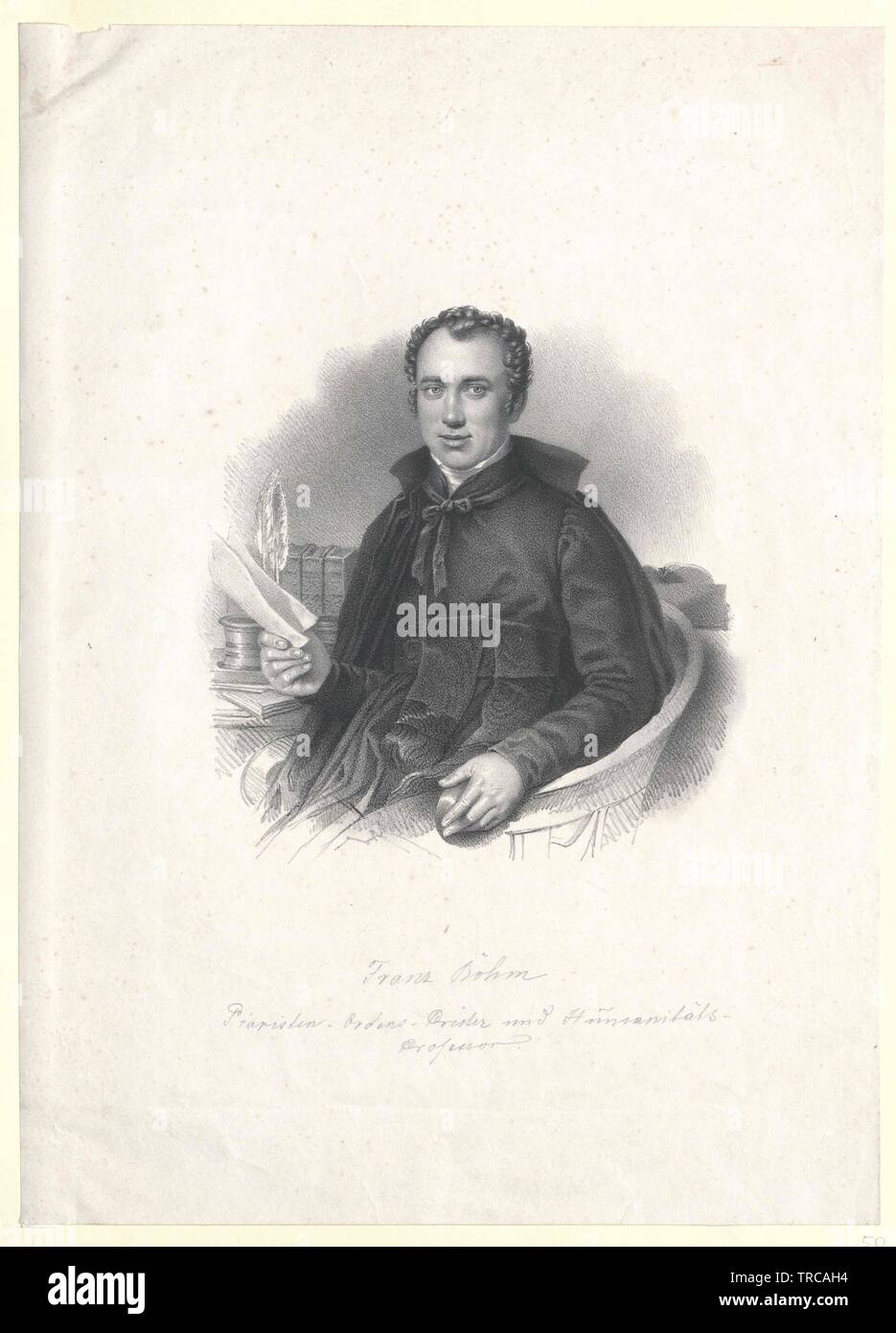 Boehm, Franz Xavier, Piarist, Profess 1828, parish priest 1830, at last (1855) allude as professor at the Imperial and Royal academy of military sciences in Viennese new town, Additional-Rights-Clearance-Info-Not-Available Stock Photo