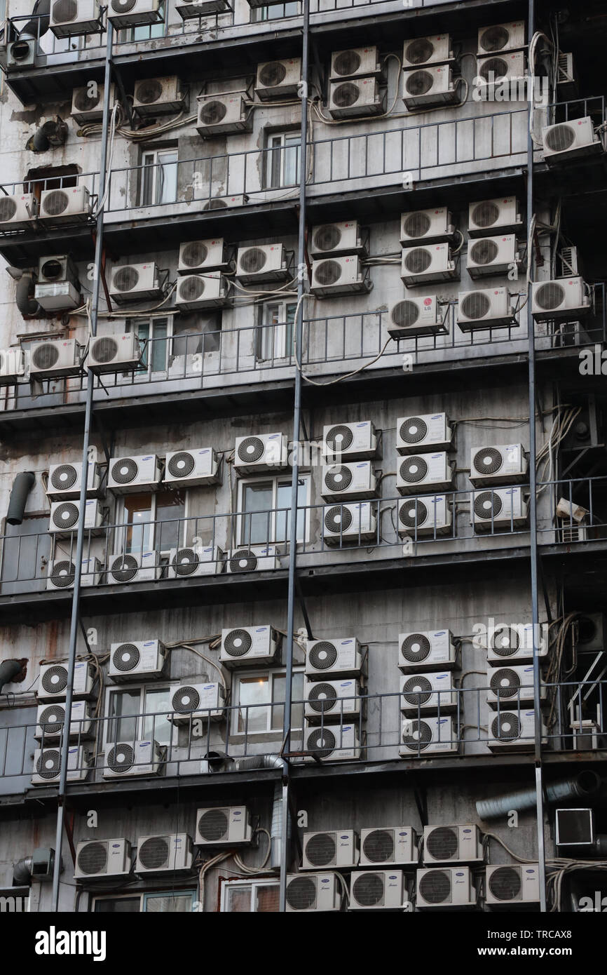 Multiple air conditioning units on a house in Seoul Stock Photo Alamy