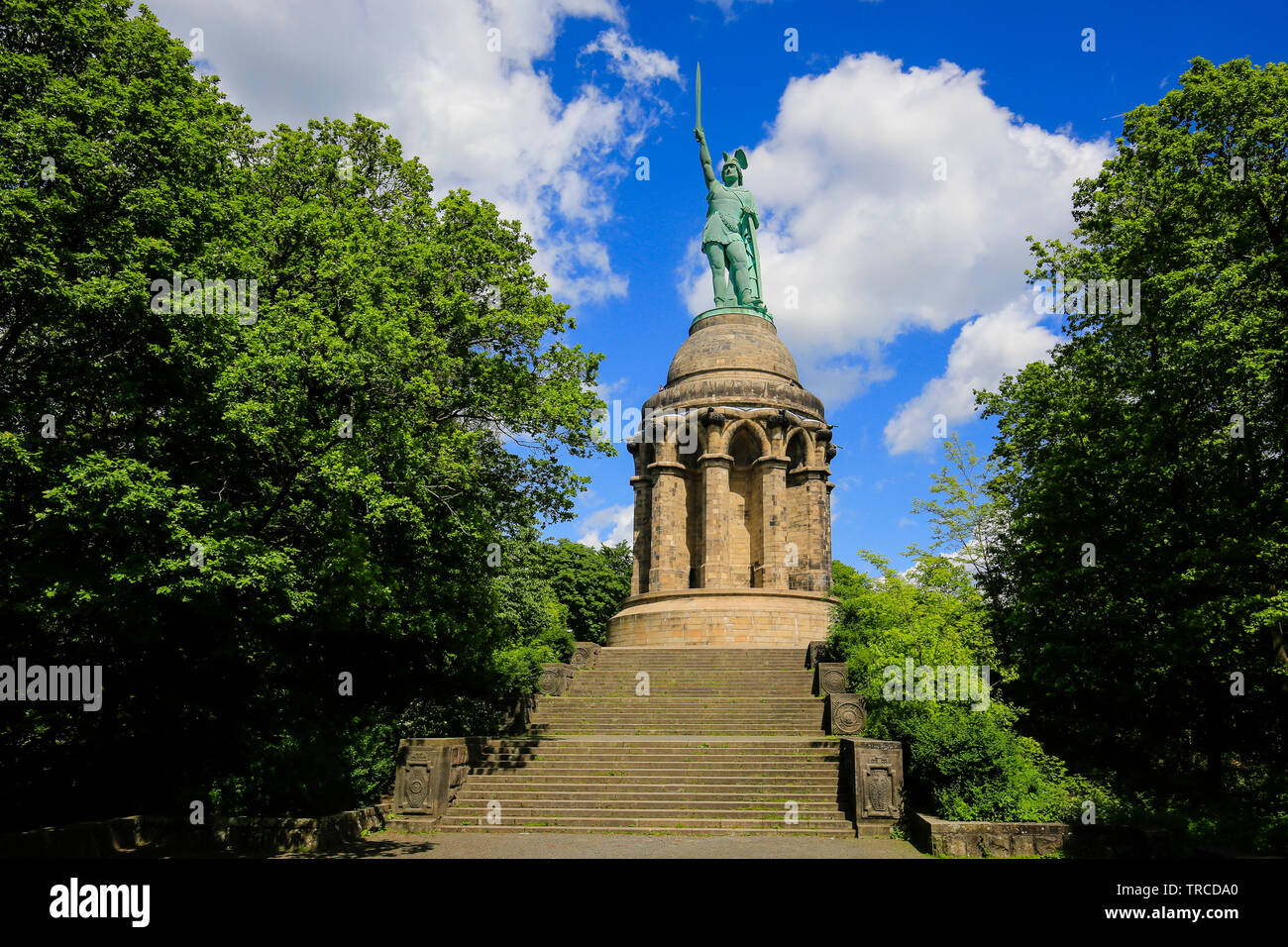 Detmold, Lipperland, North Rhine-Westphalia, Germany - Hermannsdenkmal, in memory of the Cheruscan Founder Arminius, is the highest statue in Germany. Stock Photo