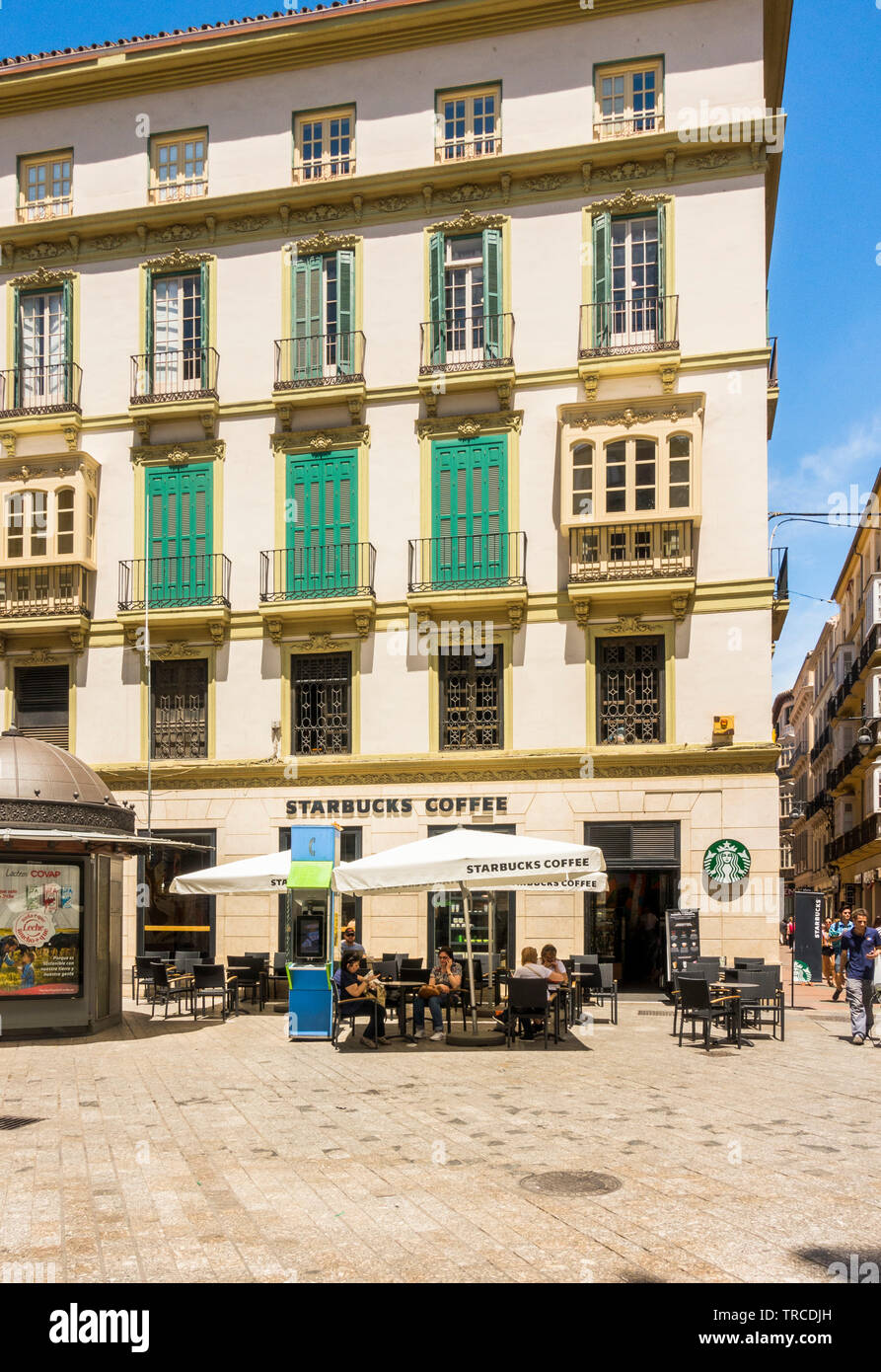Starbucks Coffee in historic building at Plaza de Felix Saenz in center