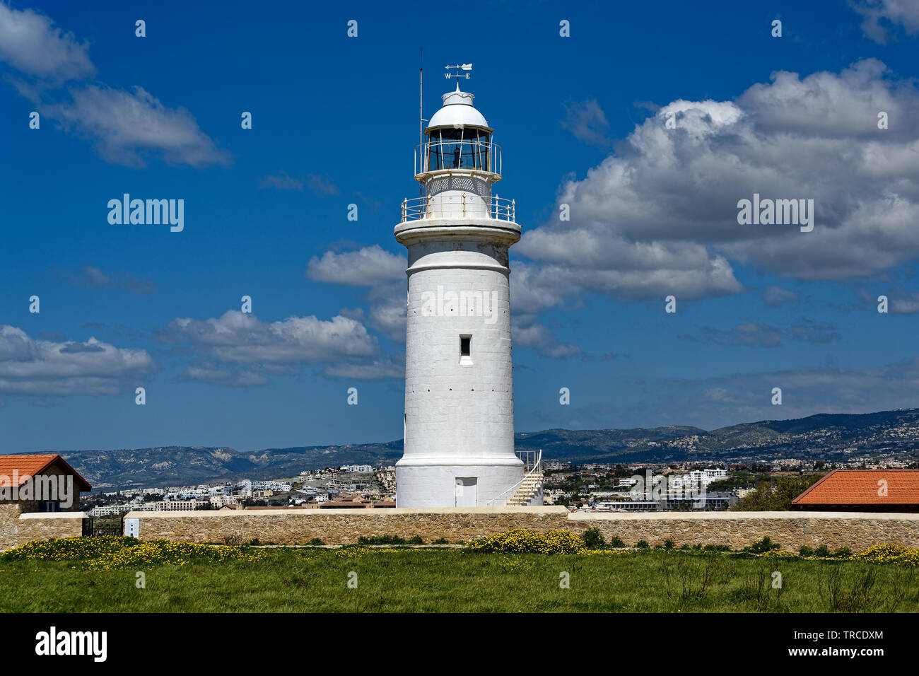 View of the old lighthouse at the Kato Paphos Archaeological Park in ...