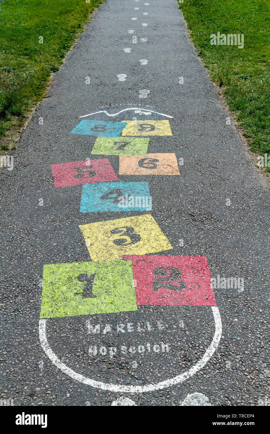Hopscotch Marelle Field Painted In The Asphalt Quebec Canada Stock Photo Alamy