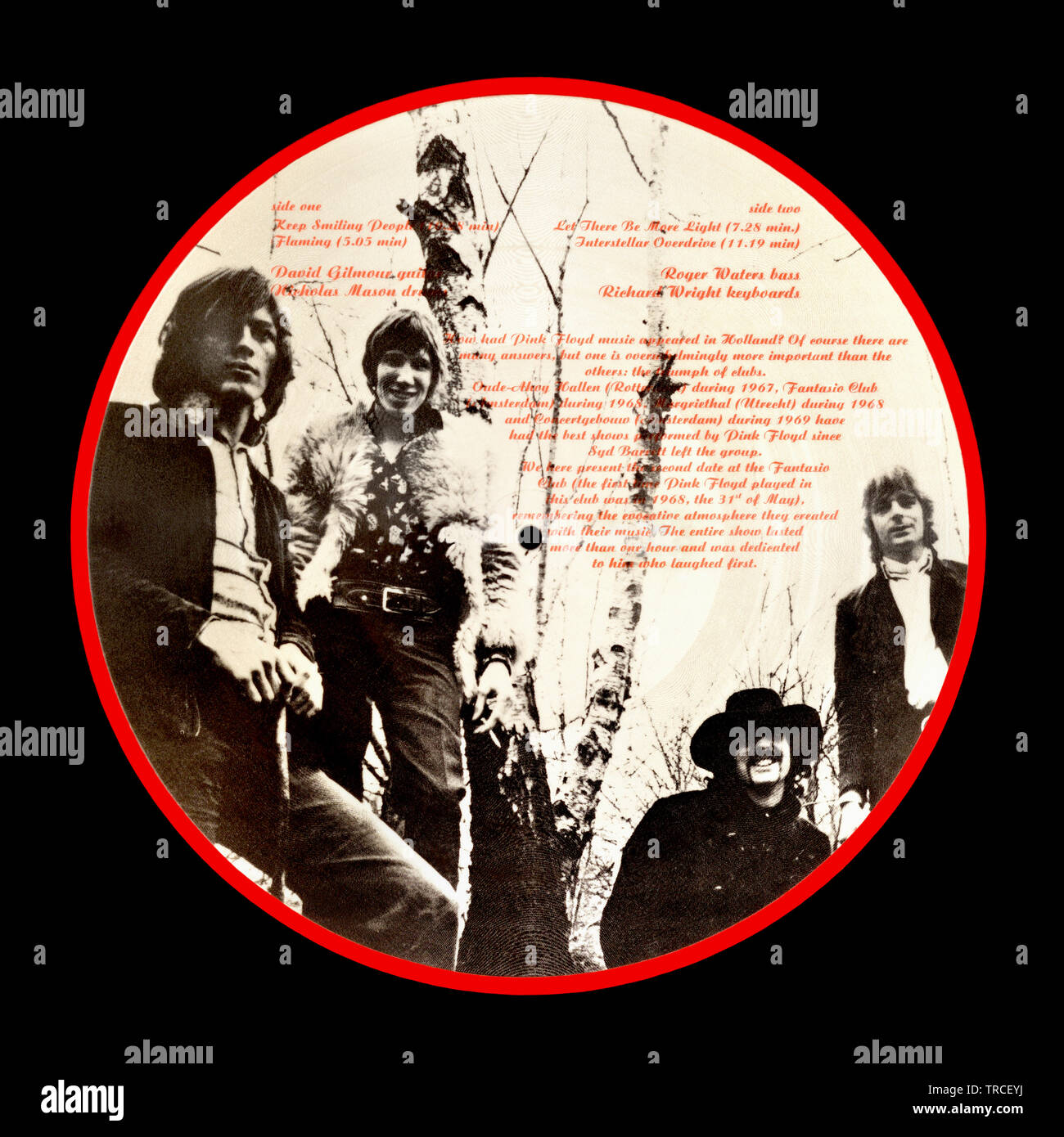 Pink Floyd - original vinyl album cover (back side ) - Live In Amsterdam Fantasio Club - 1987 Stock Photo
