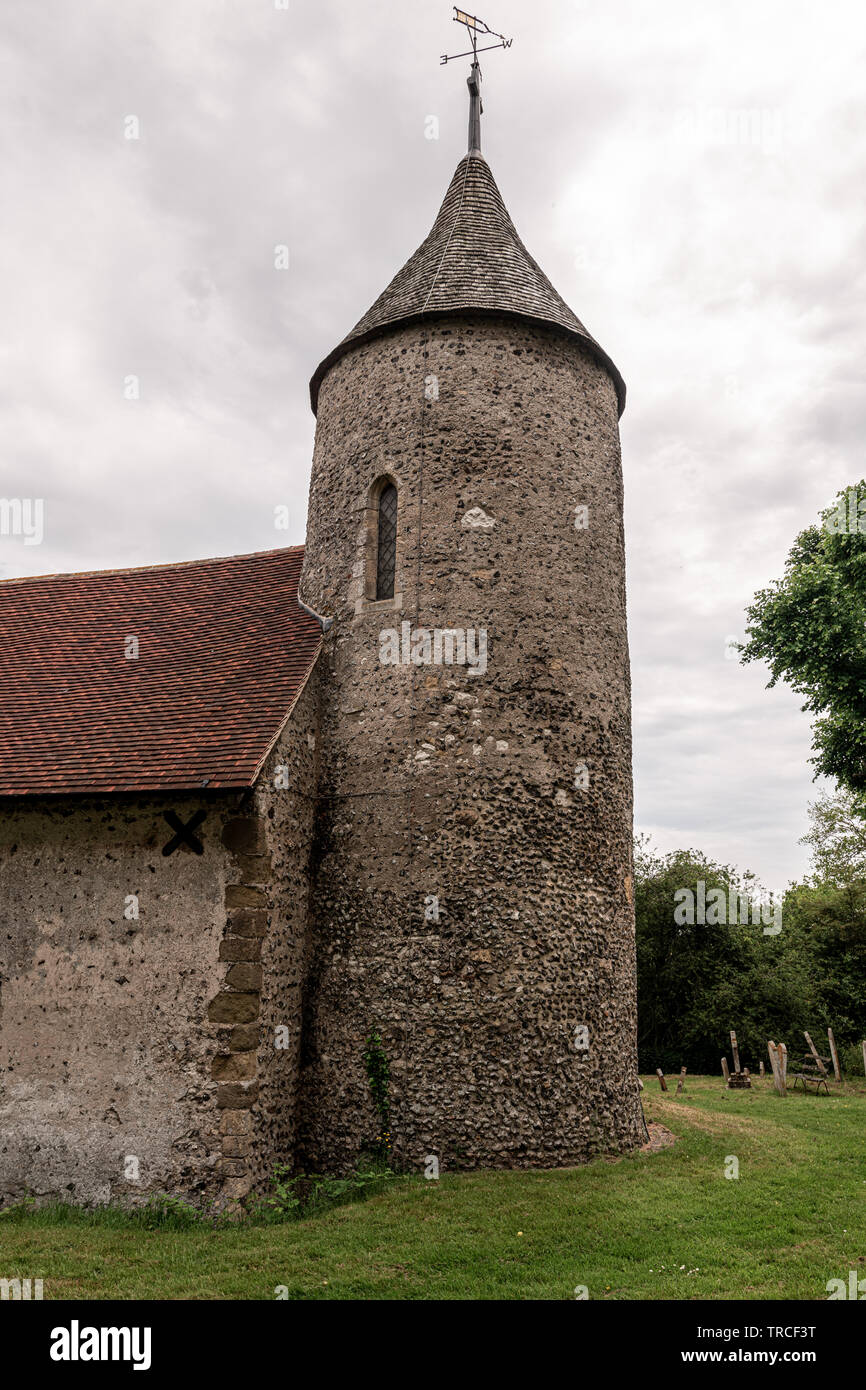 Round Tower of Southease church East Sussex Stock Photo - Alamy