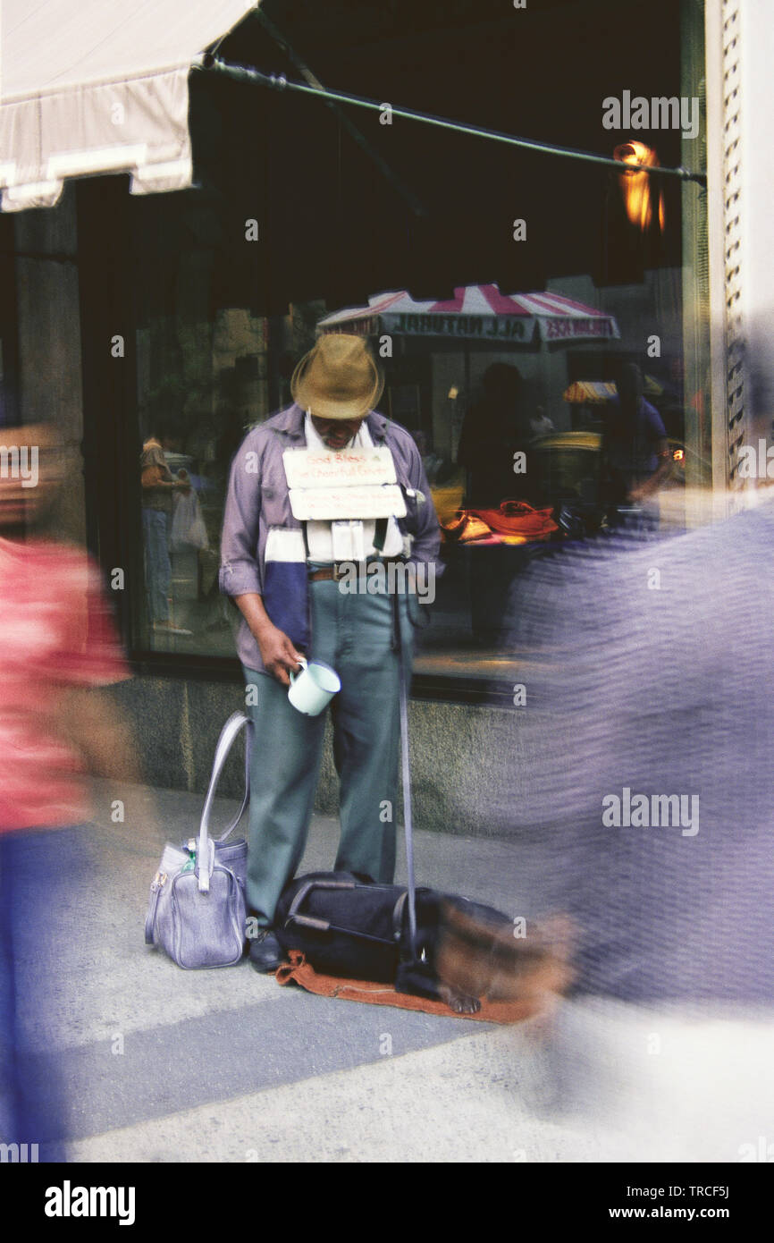 BLIND BEGGAR , WITH DOG, OUTSIDE SAX'S FIFTH AVENUE, NEW YORK USA Stock ...