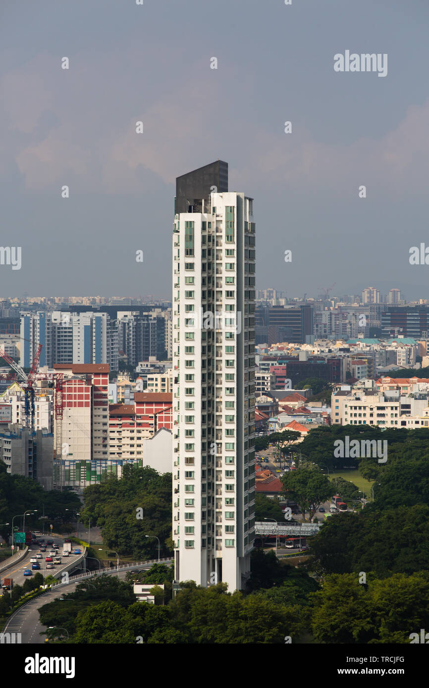 Architecture of The Riverine By The Park condo building with an unblock view point. Singapore. Stock Photo