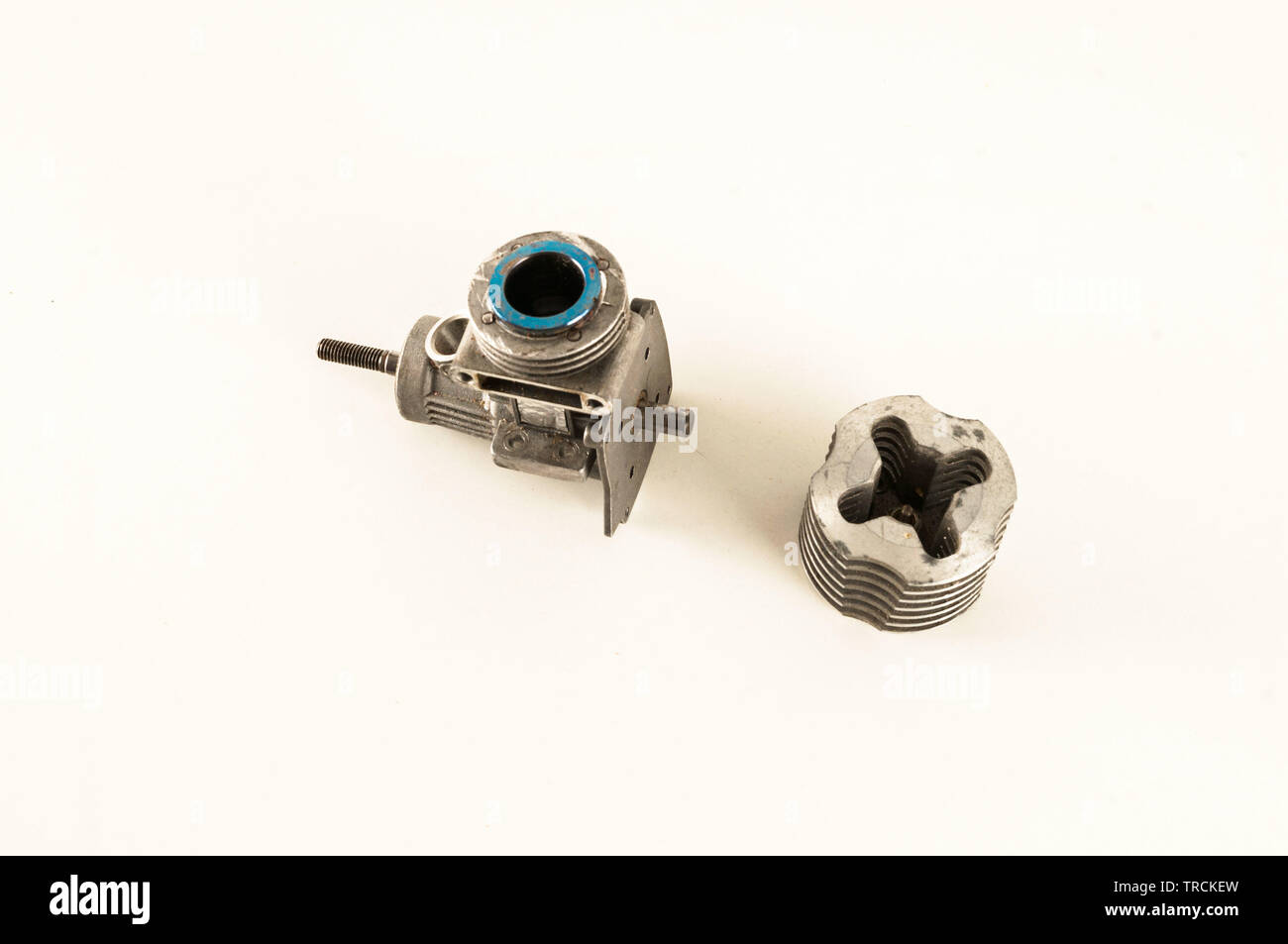 Photo of Rc helicopter engine on white background Stock Photo Alamy