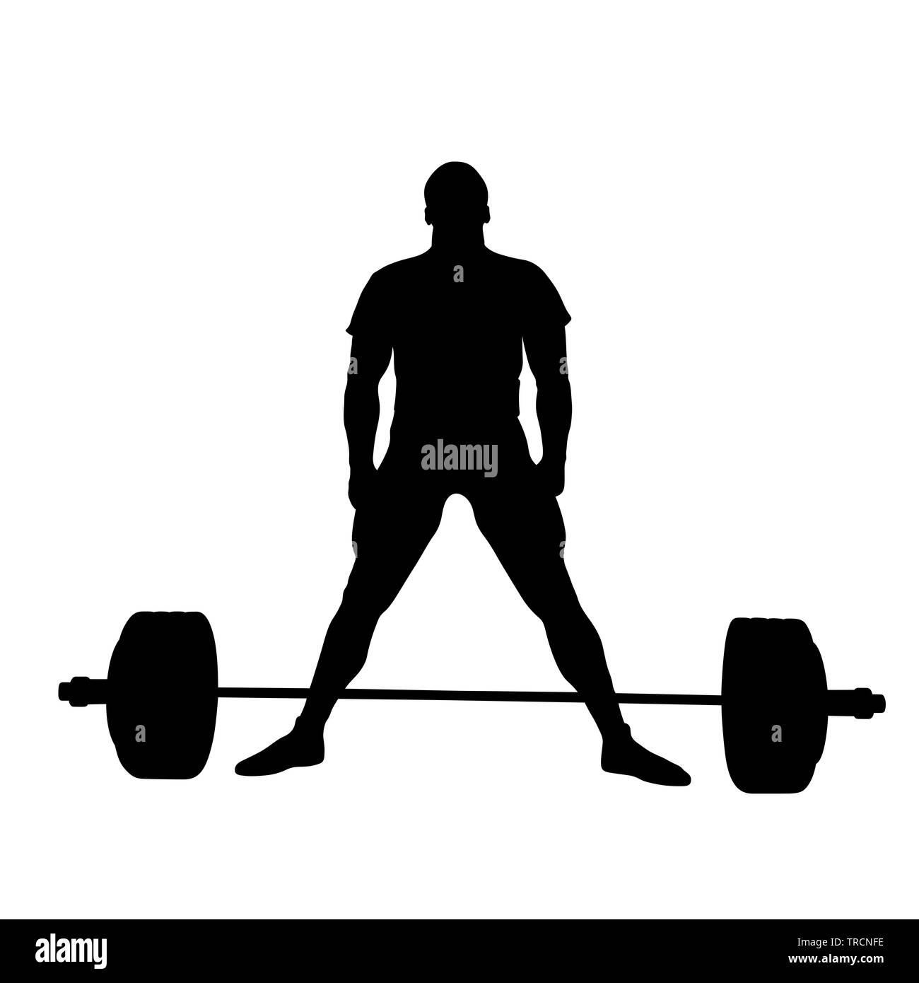 athlete powerlifter stand before exercise deadlift black silhouette Stock Photo