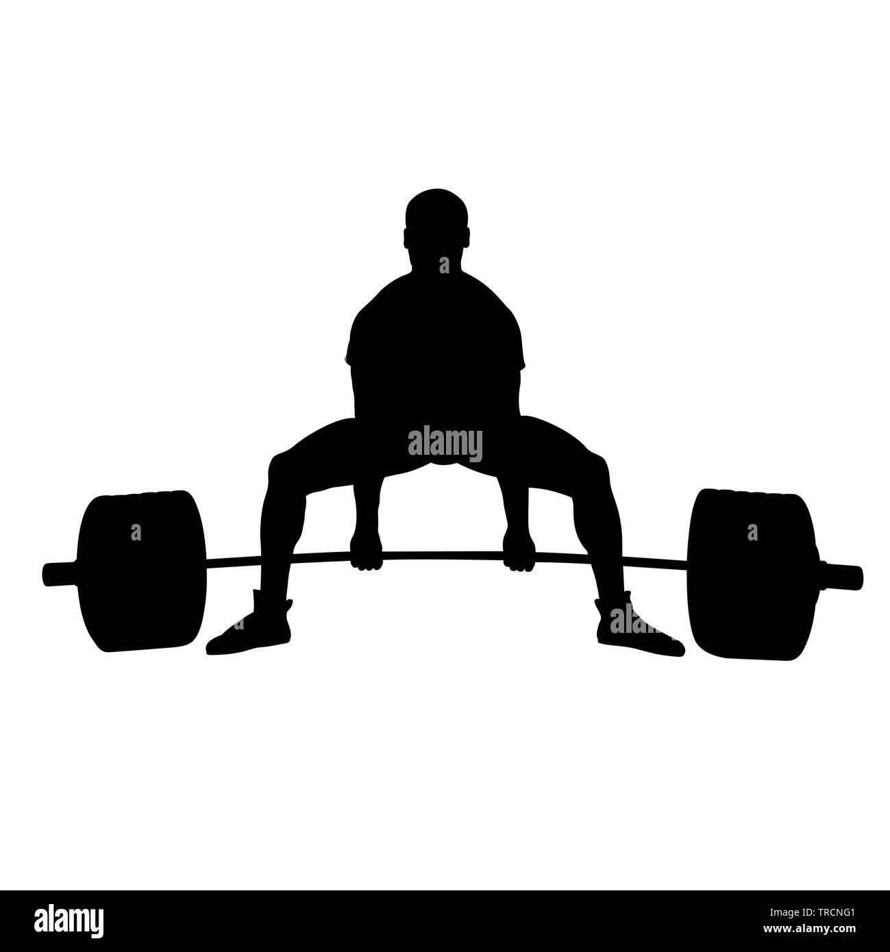 powerlifting athlete exercise deadlift black silhouette on white background Stock Photo