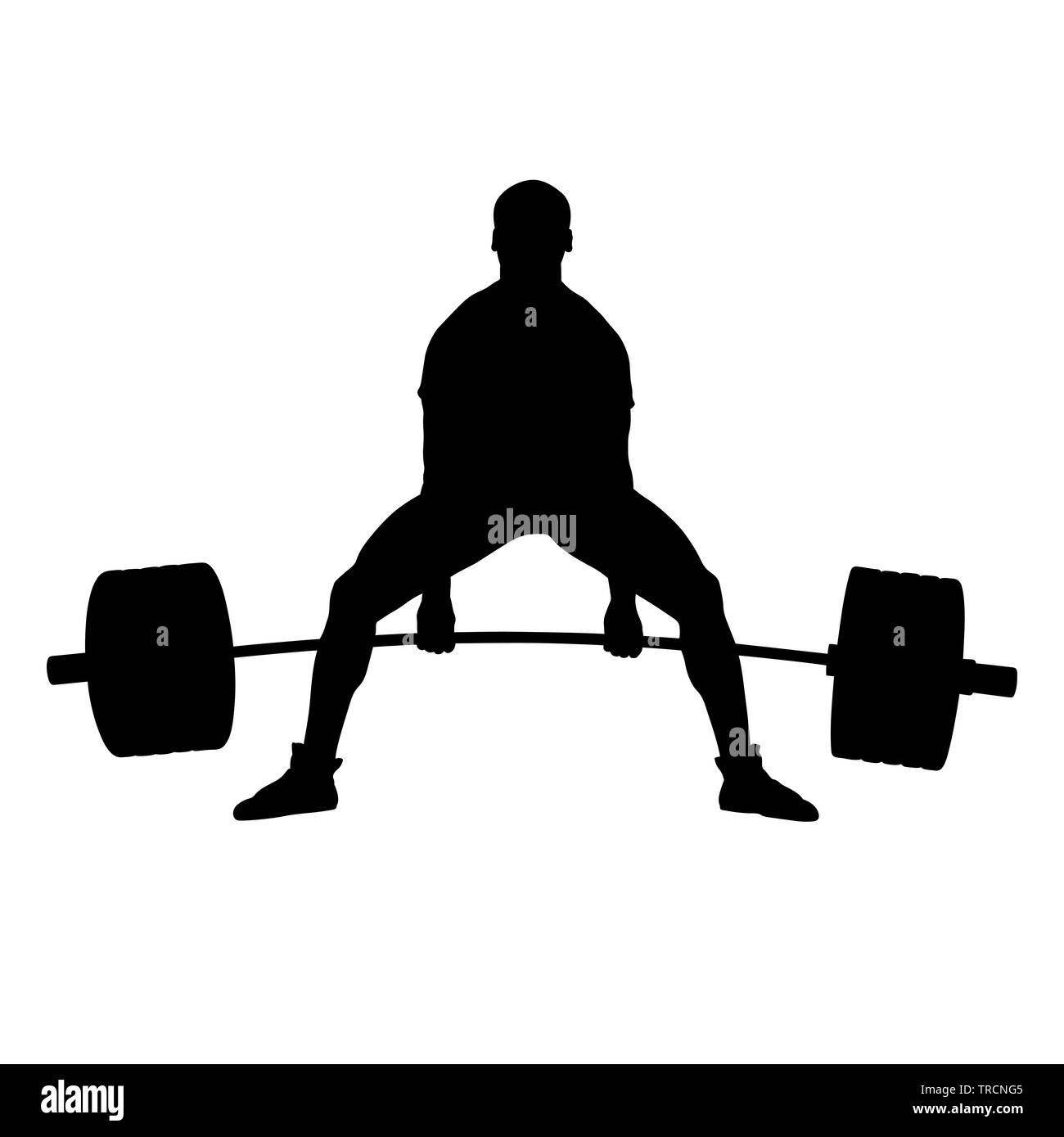 deadlift powerlifting competition athlete male black silhouette Stock Photo