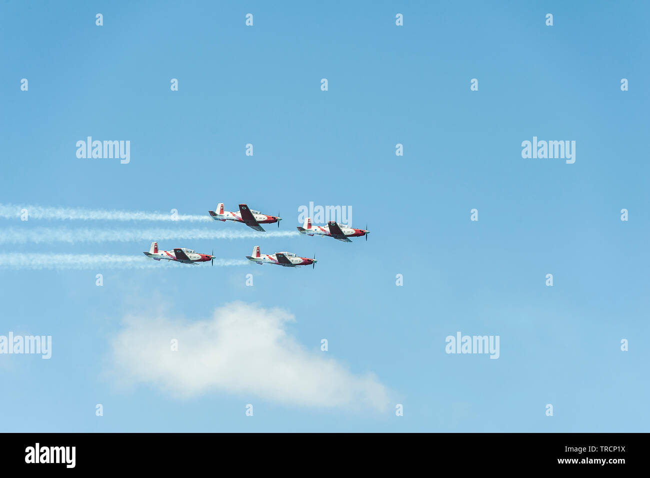Israel, Tel Aviv-Yafo - 09 May 2019: Yom haatzmaout 2019 - Israel's independence day 71 - airshow: IAF Aerobatic Team Stock Photo