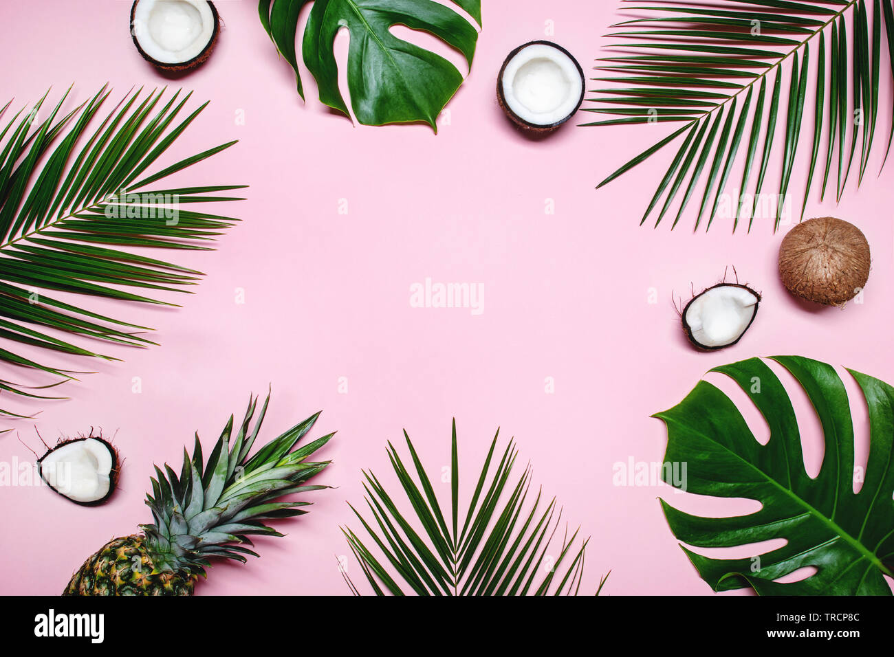 Floral Pineapple Monstera Round Summer Backdrop