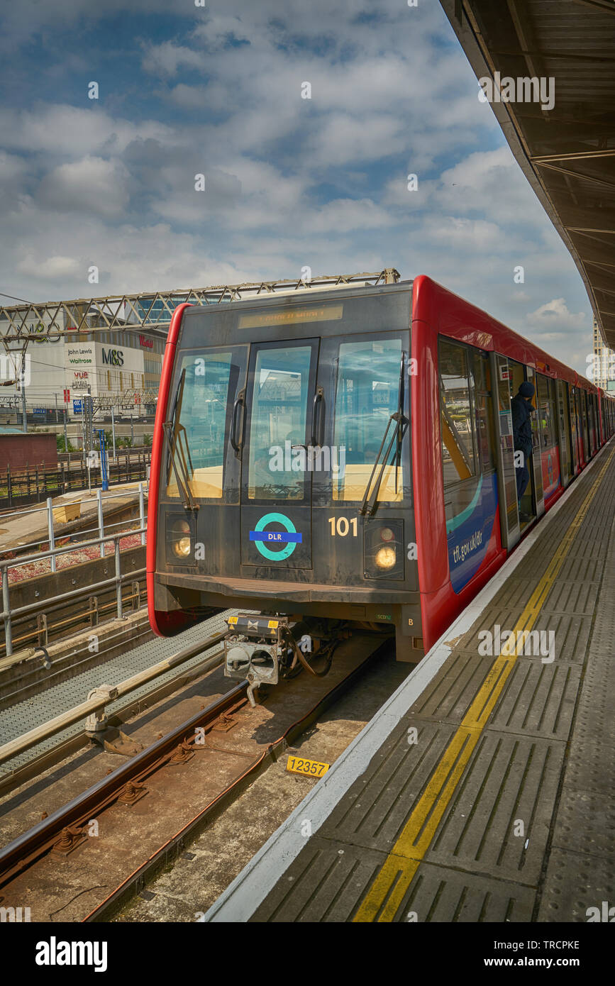 dlr train docklands light railway Stock Photo