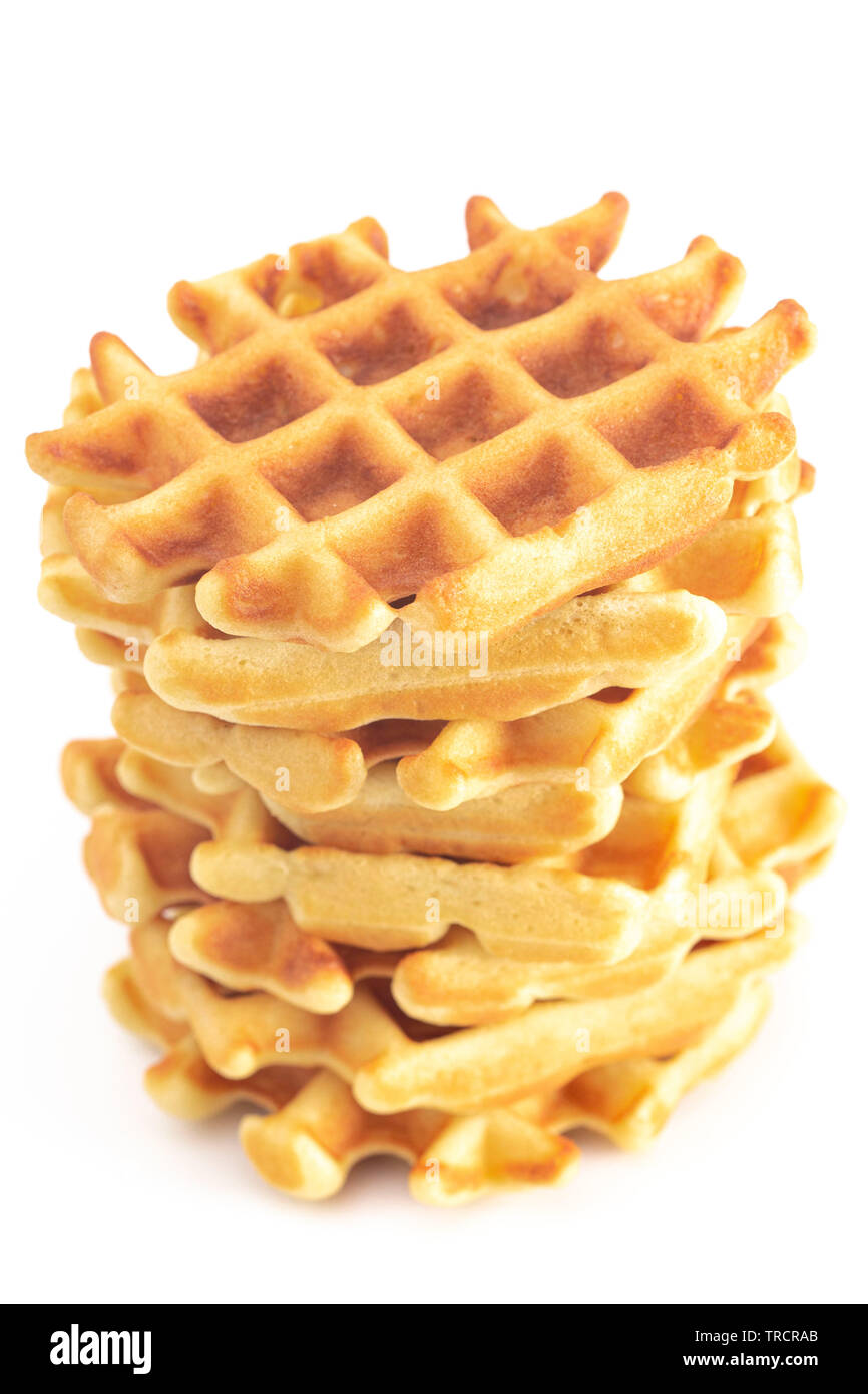 Classic Belgian Waffles Isolated On A White Background Stock Photo Alamy